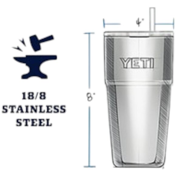 YETI Rambler 26 oz Straw Cup, Vacuum Insulated, Stainless Steel with Straw Lid - Picture 2 of 12
